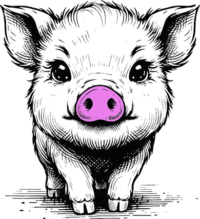 Cute Pig With Nose Drawing Kids T-Shirt