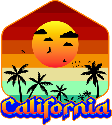 California Retro Beach Sunset Logo Kids Hoodie