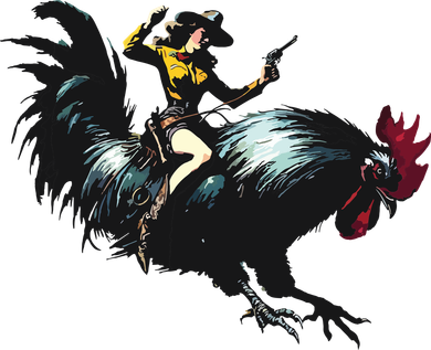 Cowgirl Riding Chicken Funny Retro Rodeo Rooster Button