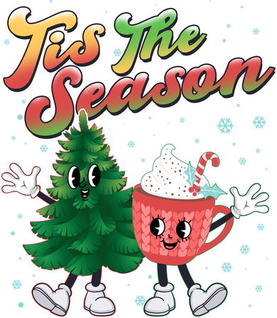 Cute Retro Cartoon Christmas Tis The Season Kids T-Shirt