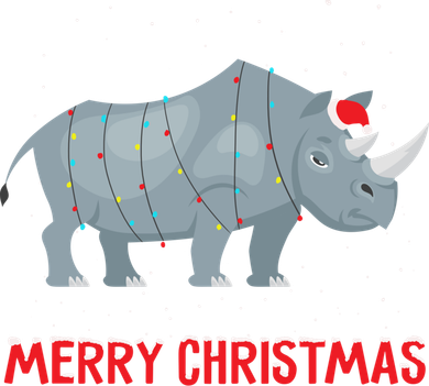 Cute Rhino Christmas Tree Lights Xmas Holidays Great Gift Coaster