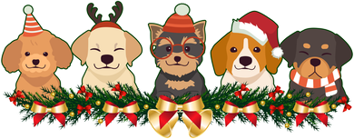 Cute Christmas Dogs Puppies Holly Garland  Women's Long Sleeve Shirt