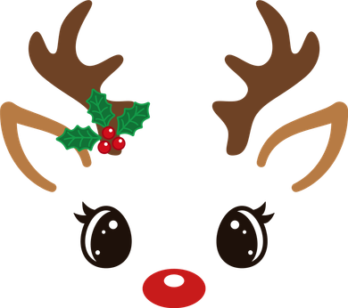 Cute Reindeer Face Christmas Kids Sweatshirt