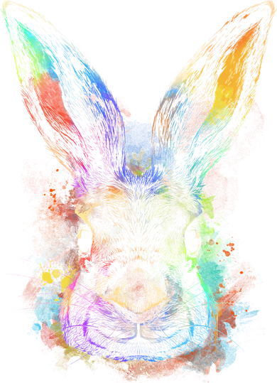 Colorful Rabbit Illustration Doggie Tank