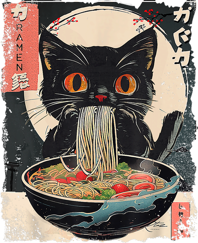 Cat Ramen Japanese Vintage Funny Kawaii Cat Anime Gifts Ceramic Ornament