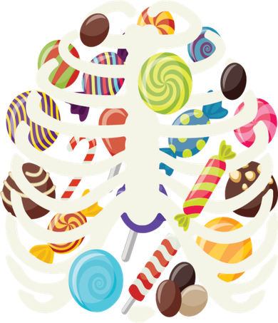 Cute Candy Skeleton Rib Cage Halloween Kids Sweatshirt
