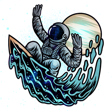 Cool Space Astronaut Surfing the Galaxy Doddie Hoodie