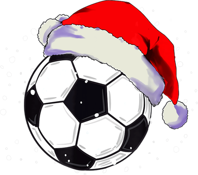 Christmas Soccer Ball Santa Hat Xmas Boys Sport Kids Long Sleeve Shirt