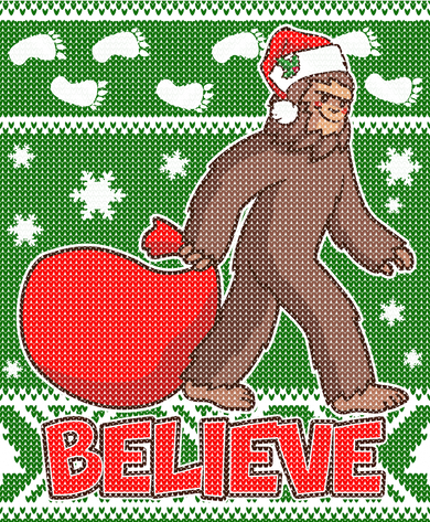 Believe In Santa Bigfoot Ugly Christmas Hat