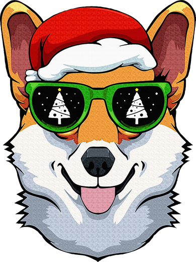 Corgi Sunglasses Christmas Pajama Dog Santa Hat XMas Tree Mousepad