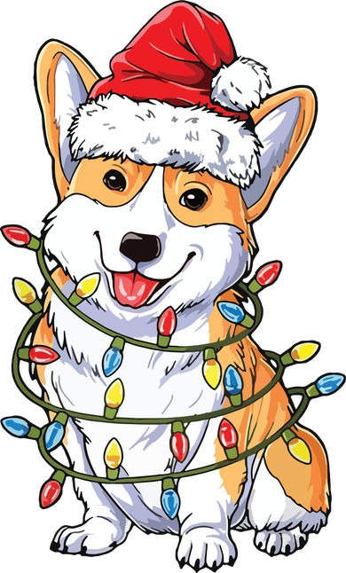 Corgi Santa Christmas Tree Lights Xmas Toddler Hoodie
