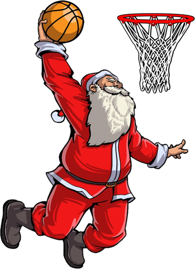 Christmas Santa Claus Dunking A Basketball Boys Xmas Gift Kids T-Shirt