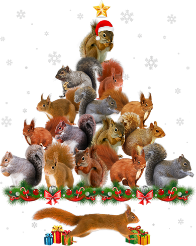 Cute Squirrel Christmas Tree Gift Decor Xmas Tree TShirt T-Shirt