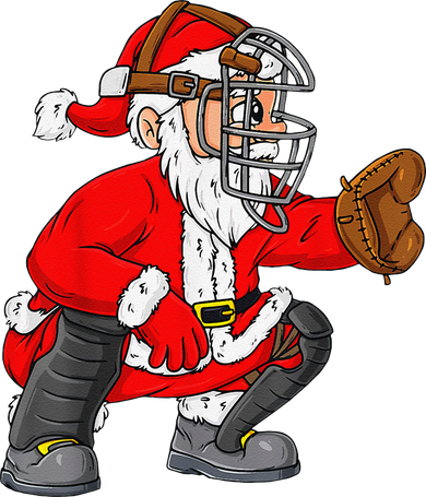 Christmas Santa Claus Baseball Catcher Xmas Button