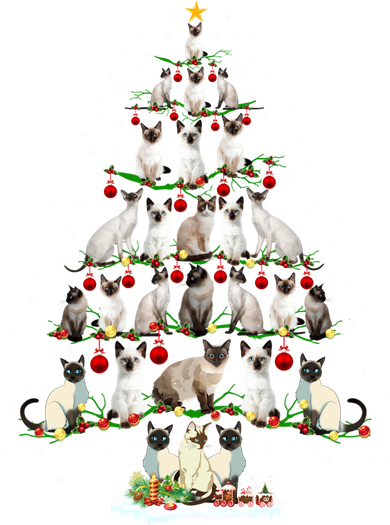 Cute Siamese Cats Tree Merry Christmas Cat Lover Gift Ornament