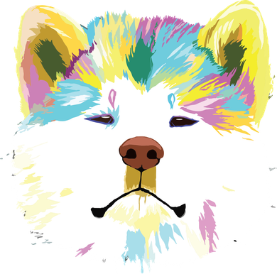 Colorful Splash Dog Akita Polo