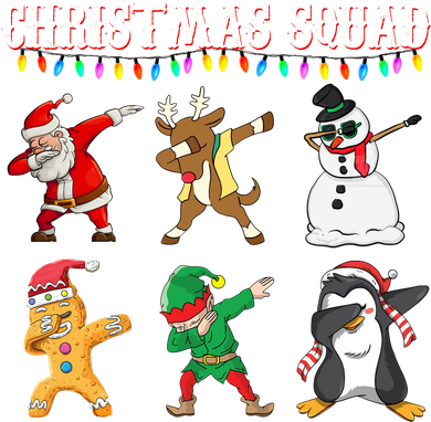 Christmas Squad Dabbing Characters Doggie Tank