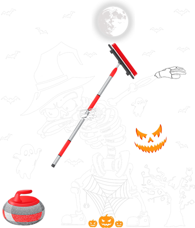 Curling Sports Funny Skeleton Dabbing Curling Halloween Kids T-Shirt