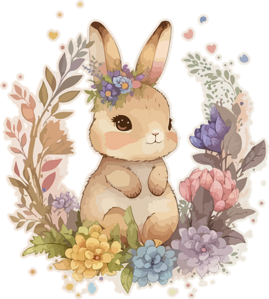Cute Springtime Floral Baby Bunny Rabbit Coffee Mug
