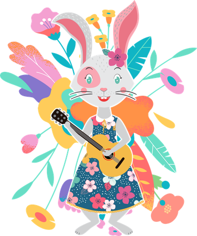Cute Springtime Guitar Playing Bunny Rabbit Kids Hoodie