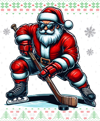 Christmas Santa Hockey Ugly Christmas Ice Hockey Gift Coaster