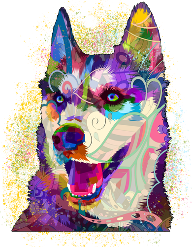 Colorful Siberian Husky Ceramic Ornament