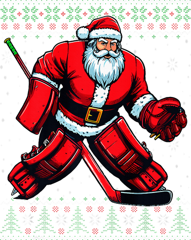Christmas Santa Hockey Goalie Ugly Christmas Sweater  Women's Sweatshirt