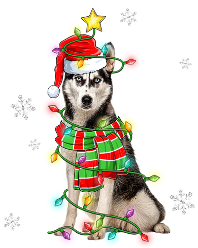 Cute Siberian Husky Dog Santa Christmas Tree Lights Xmas Gift Coffee Mug