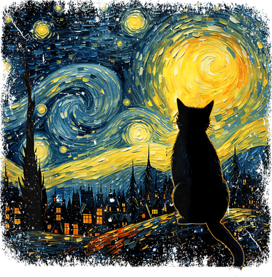 Cat Starry Night Van Gogh Cat For Cat Lover Cat Mom Cat Dad Women's Hoodie