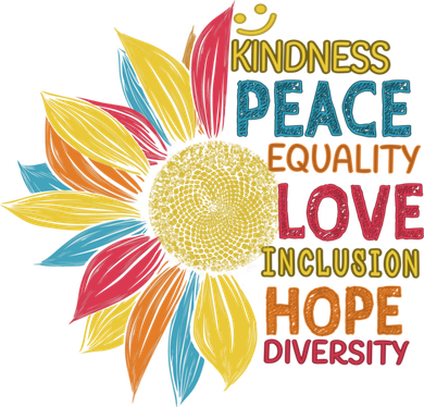 Colorful Sunflower Peace Love Inclusion Equality Diversity Gift Kids Hoodie