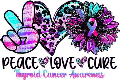 Cute Sunflower Purple Pink Ribbon Thyroid Cancer Awareness 11oz C Handle Ceramic Mug
