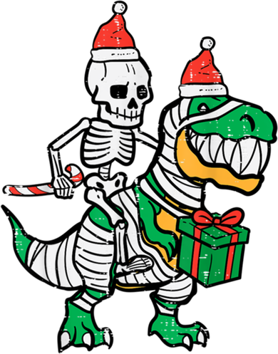 Christmas Skeleton Riding T Rex Santa Xmas Dino Gift Pajama Set