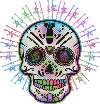 Colorful Sugar Skull Weapons Coaster