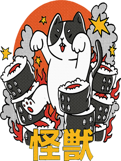 Catzilla Sunset Sushi Cat Japanese Women's Hoodie