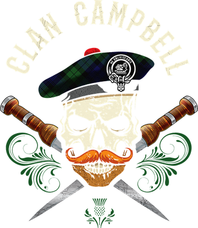 Campbell Surname Scottish Clan Skull Tam Dirks Tartan Badge Coaster