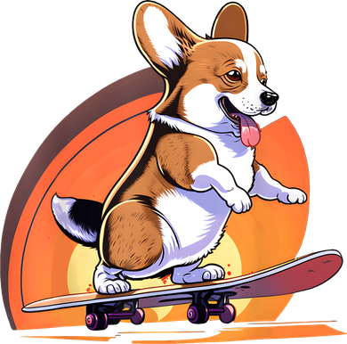 Corgi Skateboarding Skater Dog Retro Vintage Santa Hat