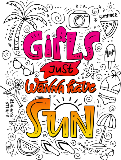 Cute Summer Time Girls Just Wanna Have Sun Ornament