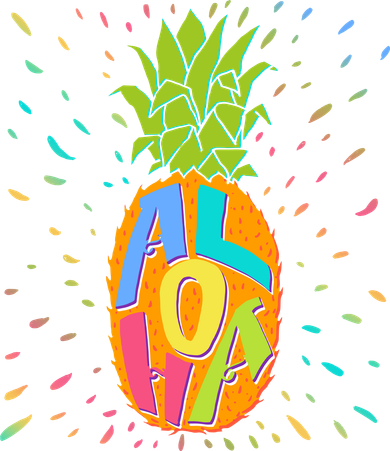 Colorful Summer Time Hawaiian Aloha Pineapple Toddler Long Sleeve