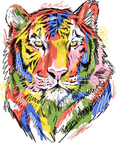 Colorful Tiger Animal Art Women's Hoodie