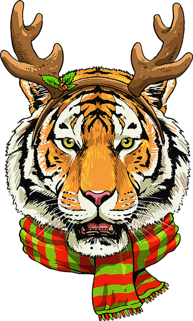 Christmas Tiger Cat Santa Clause Reindeer Xmas Tiger Lover Coffee Mug