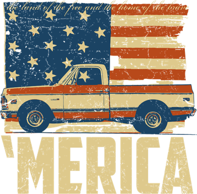 Classic Truck Funny Gift 'Merica American Flag With Pickup Truck Meaningful Gift Doggie Tank