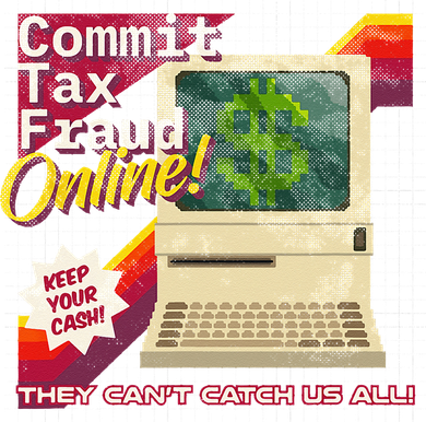 Commit Tax Fraud Online! Distressed Retro Video Game Box Art Kids Long Sleeve Shirt