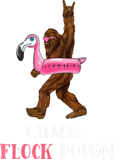 Calm The Flock Down Funny Pool Party Bigfoot Flamingo Kids Sweatshirt