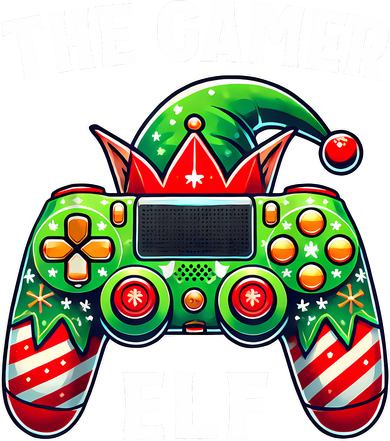 Christmas The Gamer Elf Video Gaming Kids T-Shirt