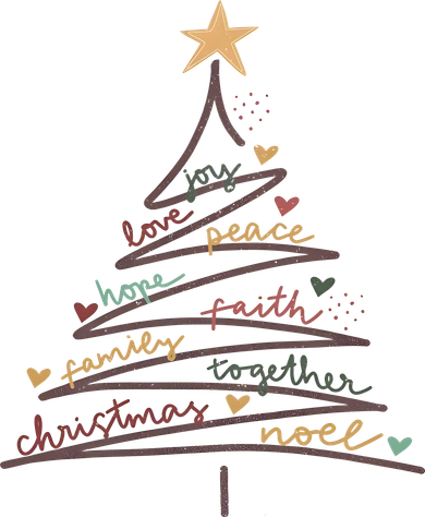 Christmas Tree Joy Love Peace Hope Faith Kids Hoodie