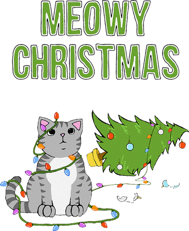 Christmas Tree Knocked Over By Gray Tabby Cat Meowy Xmas Women's Tank Top