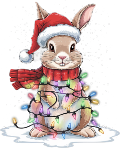 Christmas Tree Lights Rabbit Santa Hat Holiday Xmas Gift T-Shirt