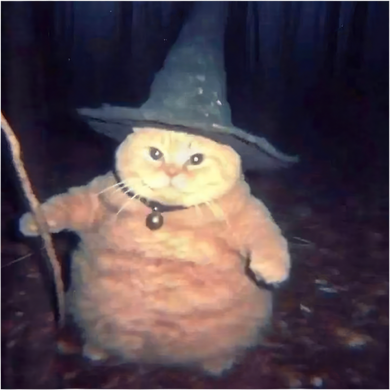 Cheeseball The Wizard Cat Meme Button