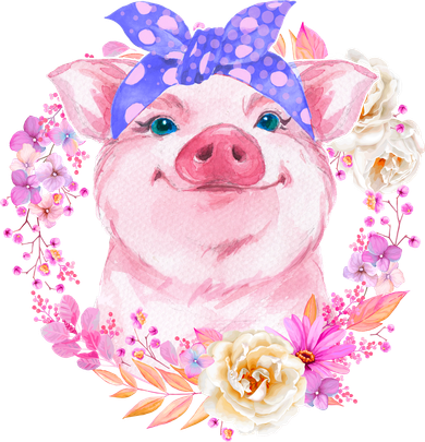 Cute Bandanna Pig Floral Kids T-Shirt