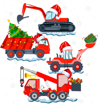 Construction Vehicle Christmas Red Trucks Winter Boys Women's T-Shirt